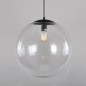 Подвесные светильники из скандинавского стекла 15 20 25 30 см прозрачный стеклянный шар черный серебристый столовая кофейня домашнее промышленное подвесное освещение