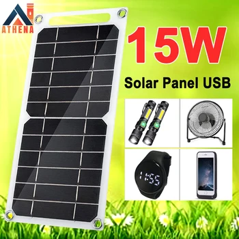 Портативная солнечная панель мощностью 15-40 Вт, водонепроницаемый USB-порт, солнечная энергия, зарядное устройство для солнечной батареи 5 В, Подзарядка мобильного телефона для кемпинга на открытом воздухе