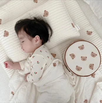 Постельное белье Детское Детская подушка с защитой от скручивания Спящий Медведь С вышивкой на шее и голове Многофункциональный Дышащий младенец