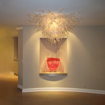 Потолочные светильники из Муранского стекла, Изготовленное на Заказ Кухонное освещение, Люстра из выдувного стекла ручной работы с абажуром белого цвета