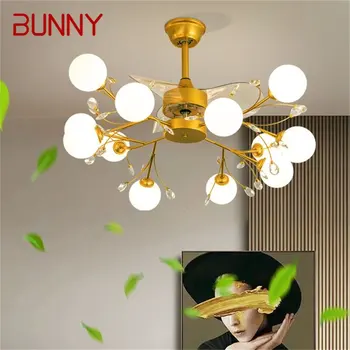 Потолочный вентилятор BUNNY Nordic Branch с подсветкой, современный светодиодный вентилятор с дистанционным управлением, лампа для домашней столовой