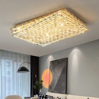 Потолочный светильник 2022 K9 Crystal Luster Потолочная Люстра RC Dimmable Led Прямоугольное внутреннее освещение для гостиной/столовой Спальни