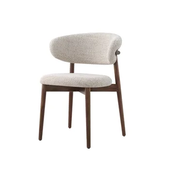 Простой итальянский тканевый обеденный стул из массива дерева Nordic Luxury Restaurant Hotel Sales Back Chair Cafe Lounge Chair
