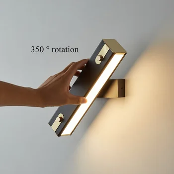 Прямая поставка Скандинавский современный минималистичный вращающийся светодиодный настенный светильник для декоративной черно-белой кровати в помещении, прикроватный светильник для чтения