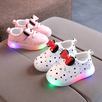 Размер 21-30; Детская светящаяся обувь для девочек; обувь со светодиодной подсветкой; Дышащие Милые детские светящиеся кроссовки; Детские повседневные спортивные кроссовки; Tenis De Niña;