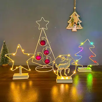 Рождественские светодиодные фонари, настольные светодиодные Звездные Фонари, Санта-Олени, Украшения для Рождественской елки, Новогодние подарки для детей