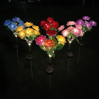 Светильник с 7 головками, имитирующий солнечный цветок Розы, водонепроницаемая лампа IP65 для сада, газона, дорожки, свадебной вечеринки, Рождественского украшения