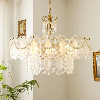 Светодиодная люстра в стиле ретро из стекла, Современный роскошный Подвесной светильник Lustre Gloss E14, Подвесные светильники для гостиной / столовой, спальни, светильники для домашнего декора.
