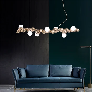 Светодиодная подвесная лампа для столовой Lustre, металлическая подвесная лампа, современный роскошный декор для дома, светодиодные подвесные светильники