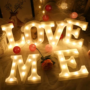 Светодиодные фонари с буквами алфавита, атмосферные ночники, светящаяся лампа с цифрами, ночник, украшение для вечеринки на свадьбу, день рождения, стену.