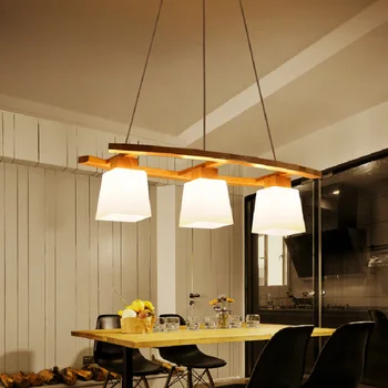 Светодиодный подвесной светильник Nordic Wood Bar Прикроватная тумбочка для спальни гостиная Кухня Дистанционное Управление Регулируемый Подвесной Светильник