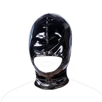 Сексуальный фетиш-капюшон из лакированной кожи, Экзотическая маска на все лицо для женщин, мужские костюмы для косплея, вечеринки, 2 размера, регулируемые на молнии