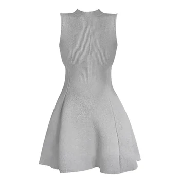 Серое мини-платье трапециевидной формы без рукавов для женской одежды, летнее платье 2023, повседневная стрейчевая удобная женская уличная одежда