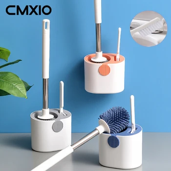 Силиконовая щетка для унитаза CMXIO Без заедов, Щетка для чистки унитаза, Настенный инструмент для унитаза с длинной ручкой, Набор аксессуаров для ванной комнаты