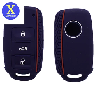 Силиконовый Чехол Для Ключей Автомобиля Xinyuexin Protect для Volkswagen POLO Bora Tiguan Beetle Passat B5 B6 Golf 6 MK5 MK6 Чехол Для Ключей 3 Кнопки