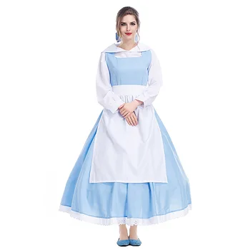синее платье, костюм красавицы, красавица и чудовище, южное платье принцессы для взрослых, маскарадный костюм на Хэллоуин