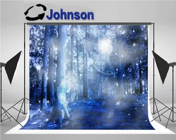 синий лес Мистический свет дерево фото фон Высококачественная компьютерная печать настенные фотографии фоны