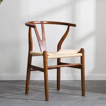 Скандинавские Массивные обеденные стулья для гостиной, Кухонная мебель, Современный обеденный стул, кресло для домашнего отдыха со спинкой, Ретро Ротанговый стул для учебы