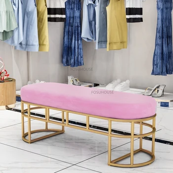 Скандинавские табуретки из кованого железа для мебели для дома, дивана для гостиной, легкого роскошного креативного удобного табурета для магазина одежды