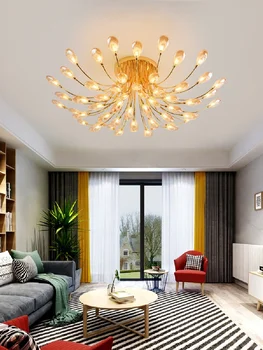 Скандинавский новый светильник для гостиной, постмодернистский золотой свет, роскошная гостиная, кабинет, светодиодная лампа с павлином, спальня с открытым экраном, стеклянная лампа G4