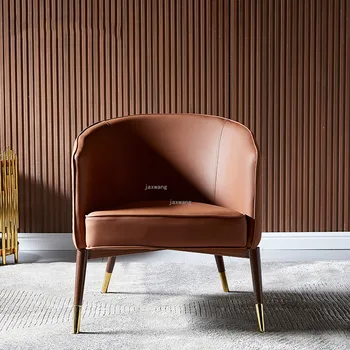 Скандинавский роскошный Кожаный односпальный диван-кресло, современная минималистичная мебель для дома, акцентные стулья для гостиной, кресло для отдыха на балконе со спинкой