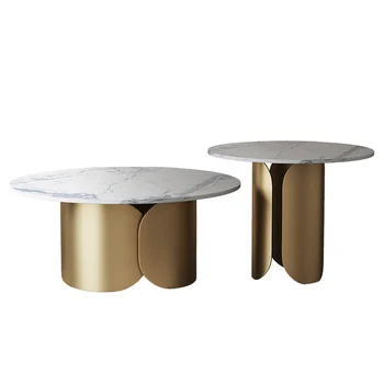 Скандинавский Современный Светлый Роскошный Каменный Круглый Чайный столик из мрамора для гостиной Небольшой квартиры
