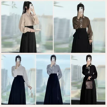 Современная китайская рубашка Hanfu для женщин с воротником-стойкой и цветочной вышивкой на пуговицах, винтажные топы