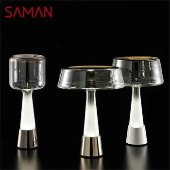 Современная настольная лампа SAMAN, Роскошная Стеклянная прикроватная лампа в виде Гриба, Светодиодная настольная лампа для дома, гостиной, спальни