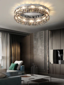 Современная роскошная хрустальная люстра Стеклянная круглая потолочная лампа для освещения гостиной Спальни Светодиодное освещение Подвесные потолочные светильники