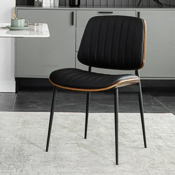 Современные кожаные обеденные стулья для кухонной мебели, легкий стул со спинкой из роскошного дерева, минималистичные стулья для столовой для отдыха