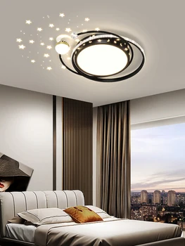 Современные Круглые светодиодные потолочные светильники для гостиной, кухни, черные светодиодные потолочные люстры, потолочные светильники для кабинета, спальни с дистанционным управлением