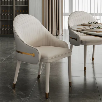 Современные обеденные стулья Дизайнерские минималистичные стулья для столовой Креативные с подлокотниками Кожаные стулья для мебели для дома