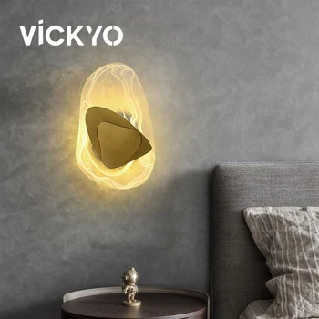 Современный Интерьерный настенный светильник VICKYO Креативный Стеклянный светодиодный настенный светильник Прикроватная тумбочка для домашнего декора гостиной, коридора, спальни