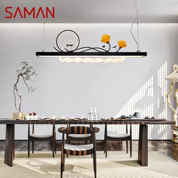 Современный подвесной светильник SAMAN, креативный китайский потолочный светодиодный светильник, 3 цвета, декор для домашней столовой Чайханы