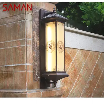 Солнечная настенная лампа SAMAN для творчества на открытом воздухе, Китайское бра, светодиодная Водонепроницаемая IP65 для дома, виллы, крыльца, двора