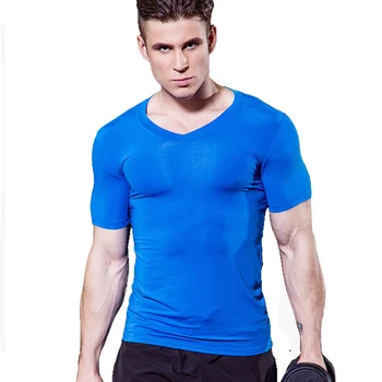 спортивная футболка, спортивная рубашка с V-образным вырезом, мужская компрессионная футболка для фитнеса, мужская компрессионная футболка, Джерси, спортивная одежда для тренировок, быстросохнущая
