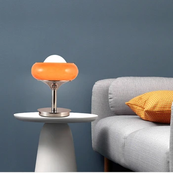 Старинная дизайнерская настольная лампа для спальни, обеденный стол на островке, светодиодное освещение, коричнево-оранжевый декор для пола, светильники для дома