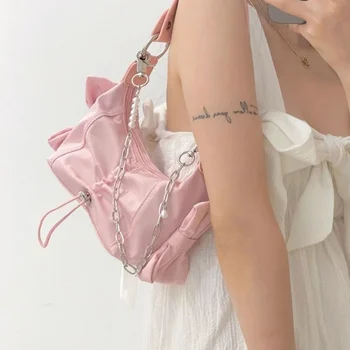 Сумка для девочек с нейлоновым клапаном, модные Новые Корейские Милые Цепочки, сумки через плечо, сумки на твердой молнии, МЯГКАЯ Женская сумка, Маленькая свежая