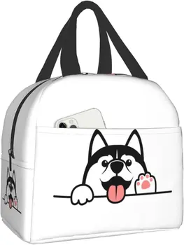 Сумка для ланча для собак Хаски с контейнерами, милая собачка Лапками вверх, Изолированный Ланч-бокс, Морозильный кулер, Термозащитная сумка для ланча