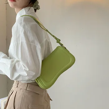 Сумка для подмышек с минималистичным дизайном, женская модная маленькая квадратная сумка цвета зеленого Маття, элегантная и универсальная сумка через плечо