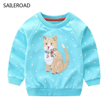 Толстовка для девочек SAILEROAD с животными и кошками, одежда для маленьких девочек от 2 до 7 лет, Свитер для маленькой девочки, Одежда из хлопка, Весна 2022, Новые рубашки