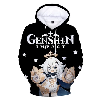 Толстовки с капюшоном Genshin Impact 3D Мужская повседневная уличная одежда Толстовки для подростков Пуловер для мальчиков Аниме Милый Пуловер Sudadera Coat