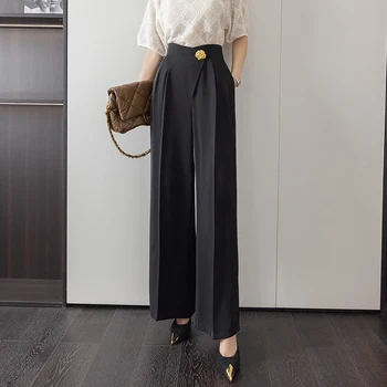 Уличная одежда в Корейском стиле, Широкие брюки, Женская Весенне-летняя мода, Офисная леди, Нерегулярный дизайн, Мешковатые брюки с высокой талией, женские брюки.