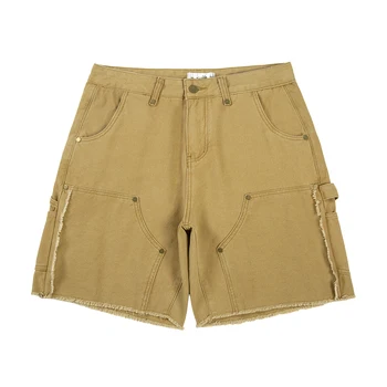 Уличная одежда, Новые летние однотонные брюки длиной до колена, мужские выстиранные винтажные мешковатые повседневные шорты-карго оверсайз Harajuku Y2K Short