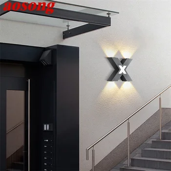 Уличный настенный светильник AOSONG, современные светодиодные бра, Водонепроницаемый IP65 X Абажур, Декоративный для дома, веранды, Виллы