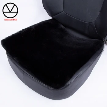 Универсальный чехол для сиденья KAWOSEN из искусственного меха кролика, милые аксессуары для интерьера автомобиля, стайлинг автомобильных подушек, плюшевые черные чехлы для автомобильных сидений FFFC03