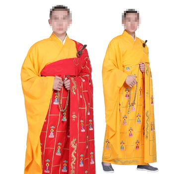 унисекс высококачественная вышивка одежда Тысячи Будд буддийский шаолиньский монах кунг-фу костюмы дзен лайя халат цуйи сутана кеса халат