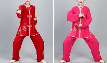 Унисекс вышивка бамбуковая одежда для боевых искусств одежда для тайцзицюань костюмы для тайцзи кунг-фу униформа ушу синий / красный /розовый