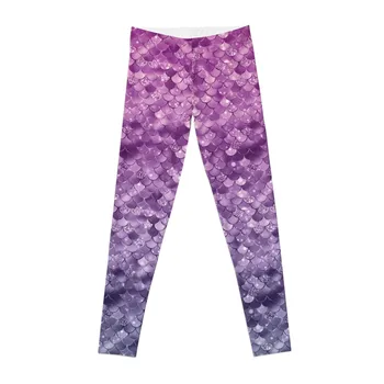 Фиолетовые блестящие леггинсы с рисунком Русалки Одежда для йоги Леггинсы для йоги леггинсы?Женщины
