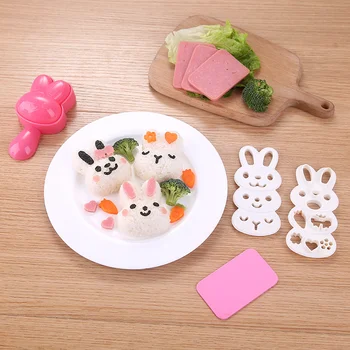 Форма для суши, рисовых шариков, суши Бенто Нори с рисунком мультяшного Кролика, Кухонные наборы для декора риса, форма для приготовления сэндвичей для маленьких детей